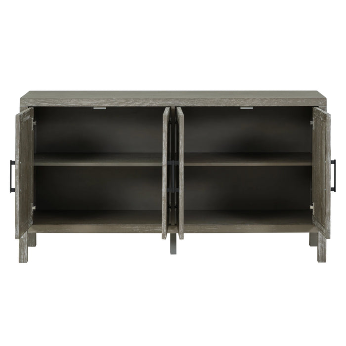 TXREM Retro Mirrored Sideboard with Closed Grain Pattern for Dining Room, Living Room and Kitchen