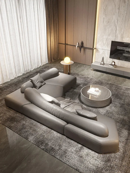 \Italienische Licht Luxus Leder Sofa Moderne Minimalistischen Wohnzimmer Designer Spezielle-Förmigen Ecke Minimalistischen Sofa