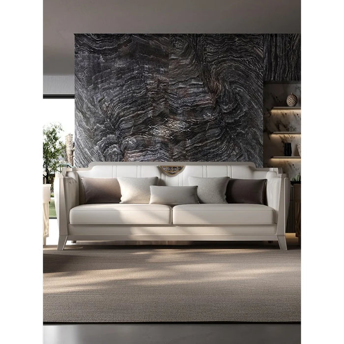 American solid wood sofa living room modern light luxury high-end luxury retro leather French combination simple villa furniture