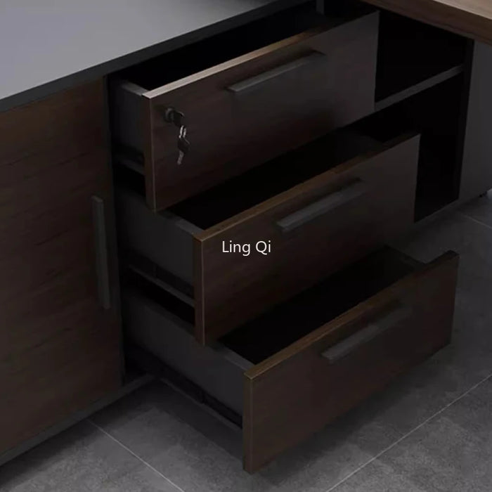 Dark Wood Reception Office Desk L Shaped Vanity Home Drawers Computer Desks Gaming Conference Study Mesa Escritorio Furniture
