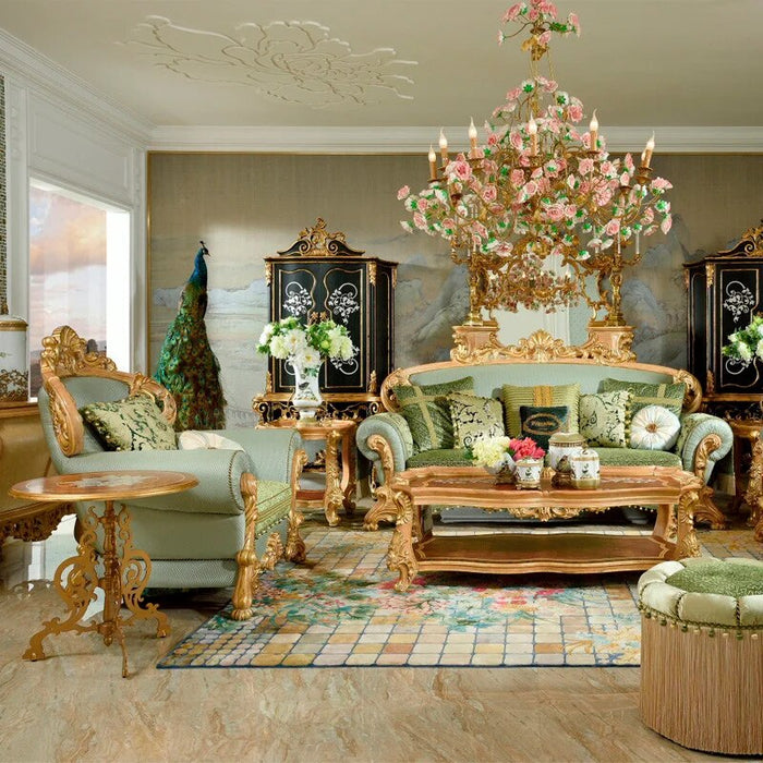 European villa living room furniture customized French solid wood carved high-grade sofa cloth combination
