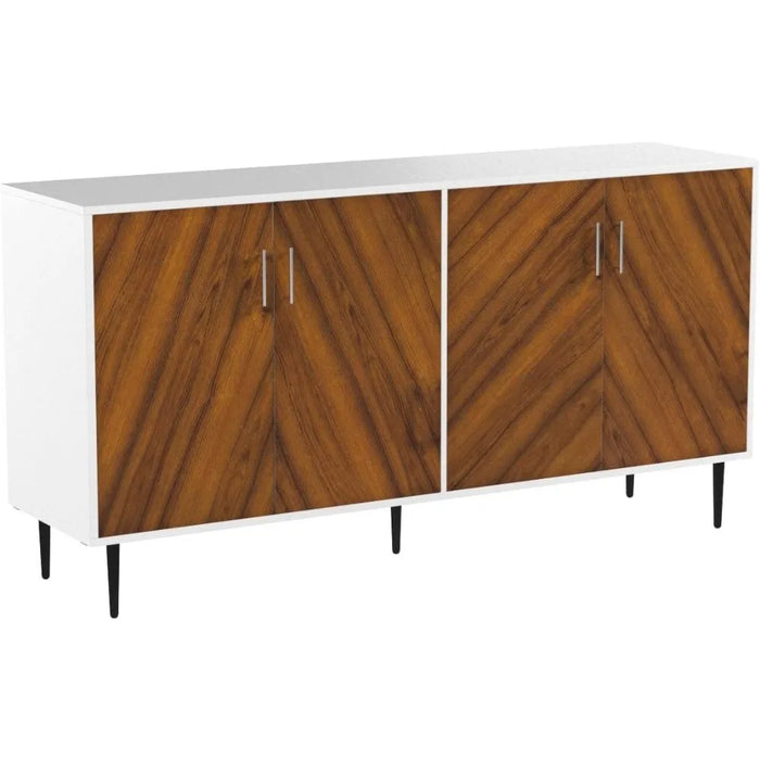 TV cabinet, modern 4-door book competition storage cabinet, 58 inches, white, living room TV stand