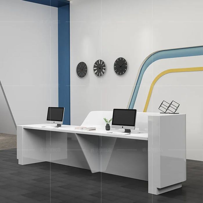 Customized Light Luxury Glossy Office Counter Simple Table Commercial Reception Desk