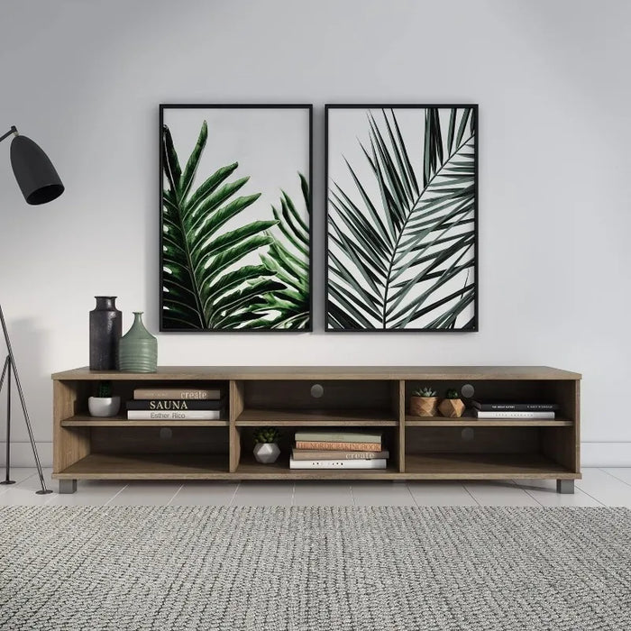 CorLiving Modern Brown Wood Grain TV Stand for TVs Up To 85",  Tv Stand Living Room Furniture Cabinet