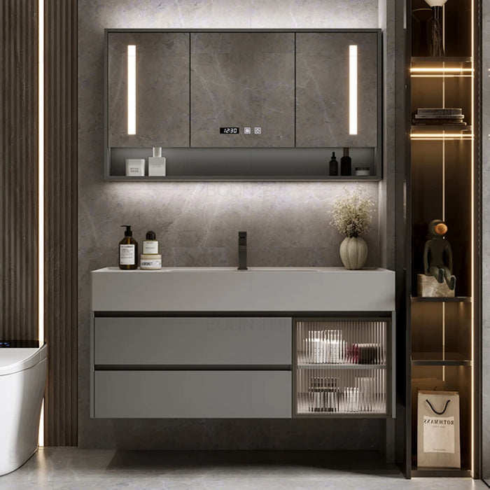 Glass Lithops Mirror Bathroom Cabinet Storage Wall Shelf Bathroom Cabinet Sink Accessories Badezimmer Schrank Home Furniture YQ