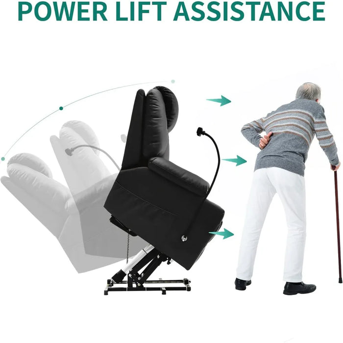 Electric Power Lift Recliner Massage Sofa for Living Room, YITAHOME Recliner Chair with Phone Holder,Black