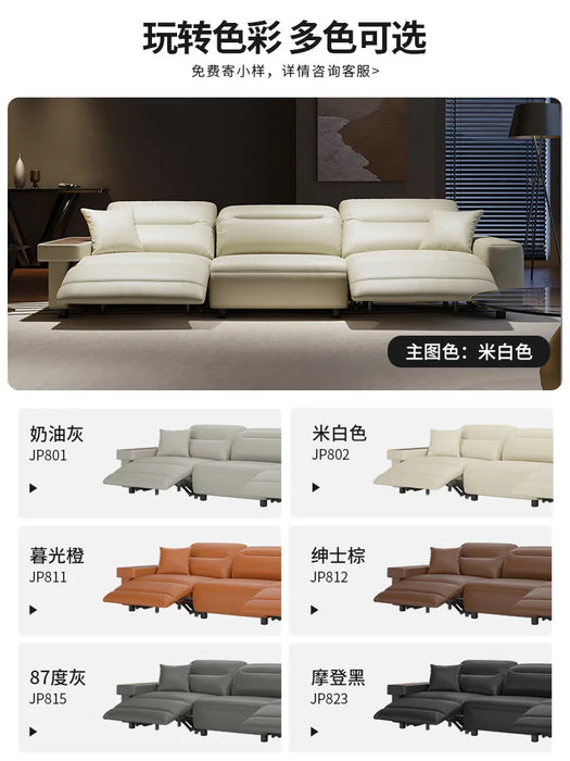 Sofa Multifunctional Electric Adjustable Leather Sofa Space Capsule Living Room Straight Row Sofa