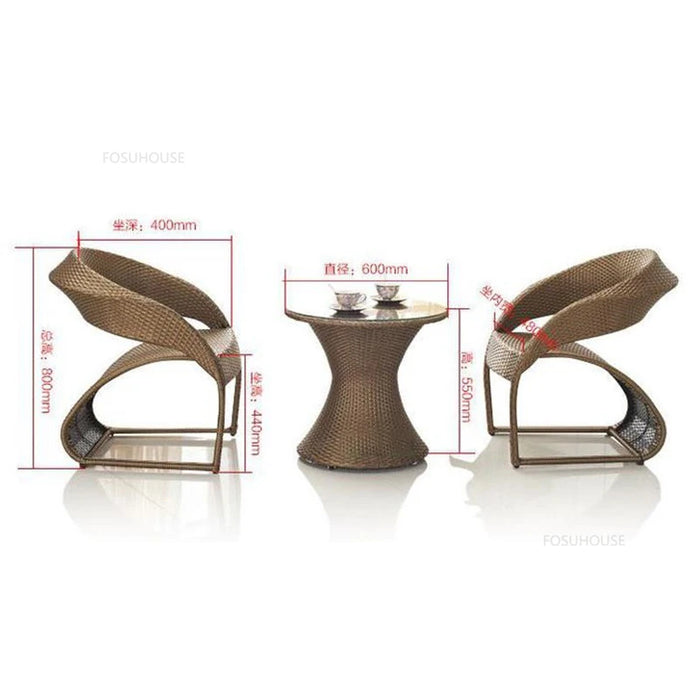 Outdoor Tables And Chairs Patio Garden Furniture Set Household Rattan Chair Three-Piece Leisure Outdoor Garden And Terrace Set