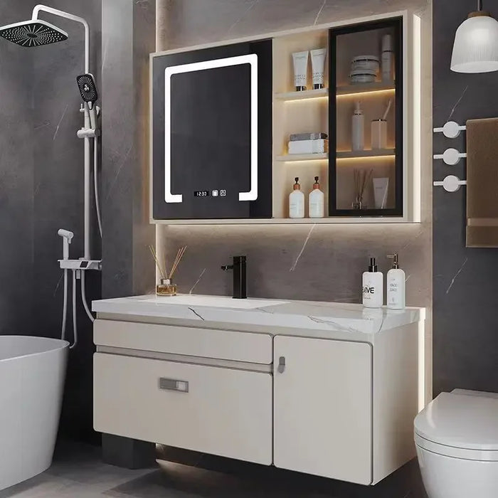 Bathroom Furniture Solid Wood Cabinet With Ceramic Integrated Sink Wash Basin With Mirror Vanity Display Muebles Home Furniture