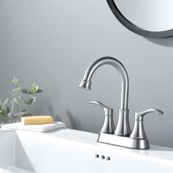 2 Handles Bathroom Sink Faucet 3 Hole Stainless Steel Bathroom Basin Faucet Hot Cold Mixer Shower Head Bathroom Accessories