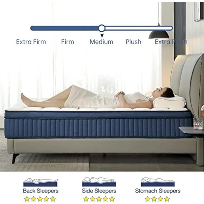SUAYEA King Mattress, King Size Mattress in a Box, 10 Inch Hybrid Mattress King Size, Ultimate Motion Isolation with Gel Memory