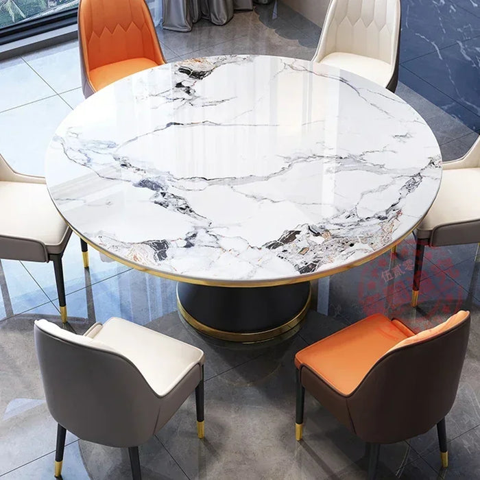 Center Round Dining Tables Mobile Dressing Console Stone Luxury Dining Table Set 4 Chairs Turntable Tavoli Da Pranzo Furniture