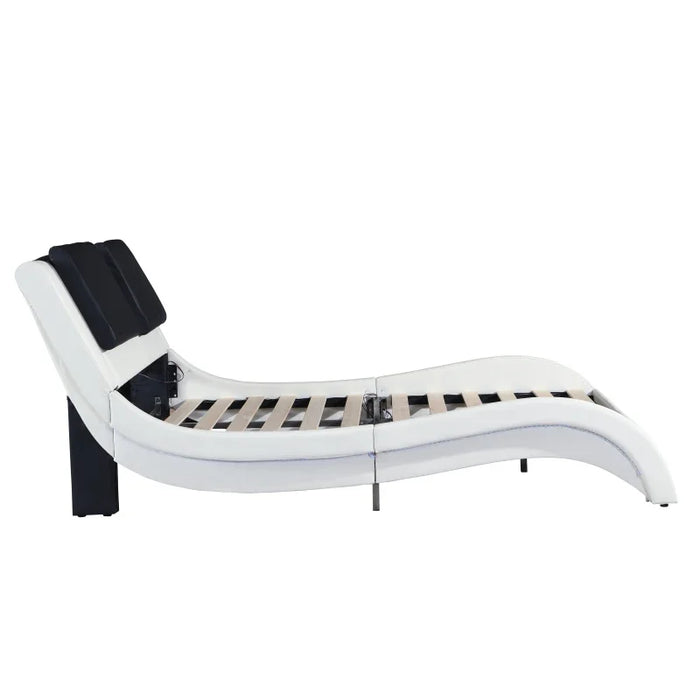 Leather Upholstered Platform Bed Frame with led lighting ,Bluetooth connection to play music /RGB control