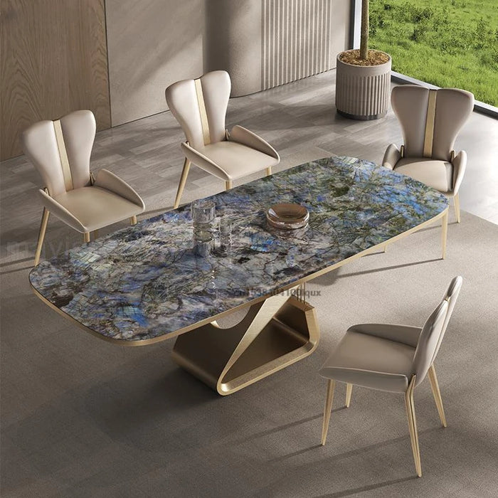 Luxury Kitchen Tables Six Chair In Blue Design Table Frame Granite Marble Panel Countertop Home Furniture White Dining Room Sets