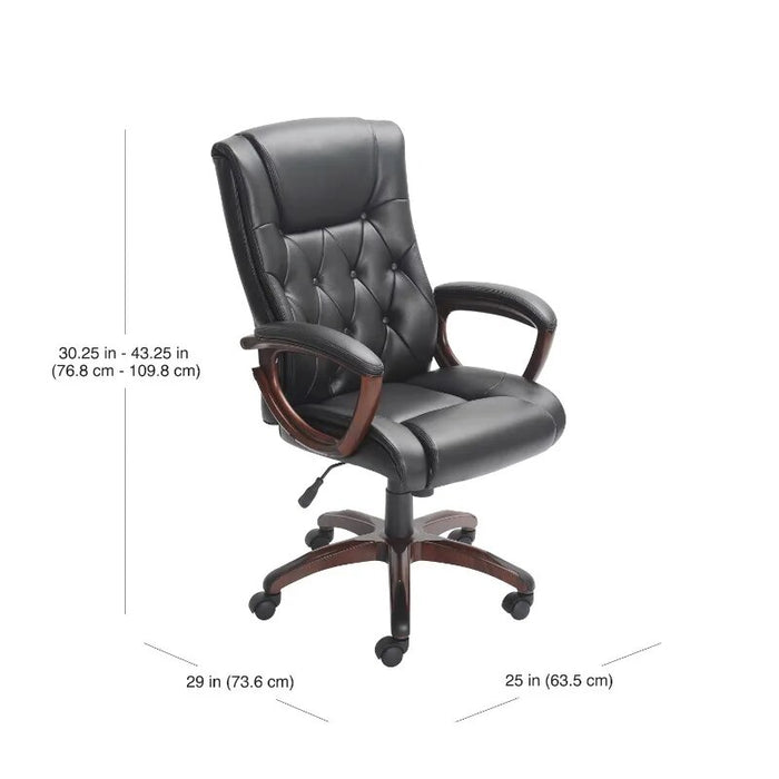 Executive, Mid-Back Manager's Office Chair with Arms, Black Bonded Leather