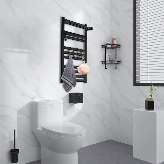 Towel Warmer Rack Bathroom Heated Towel Drying Racks Wall Mounted Stainless Steel Black Bath Towel Heater with Remote Control