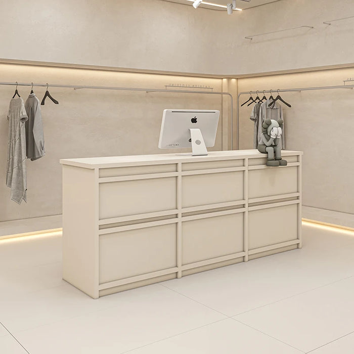 White Reception Store Counter Grocery Shop Cashier Small Luxury Front Desk Cashier Cafe Mostrador Beauty Saloon Furniture