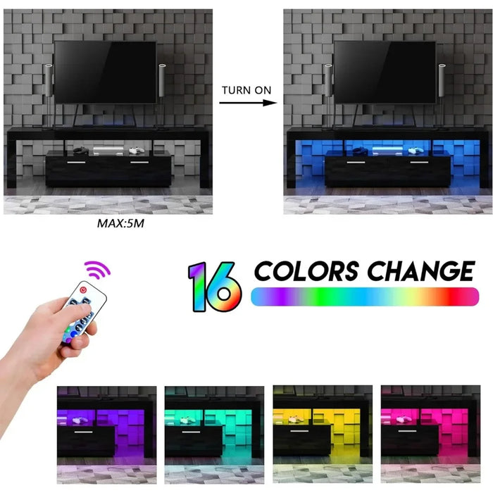Tv Stand Living Room Furniture Free Shipping Modern Black TV Cabinet for TV Table With Storage and Glass Open Bedroom Shelf Home