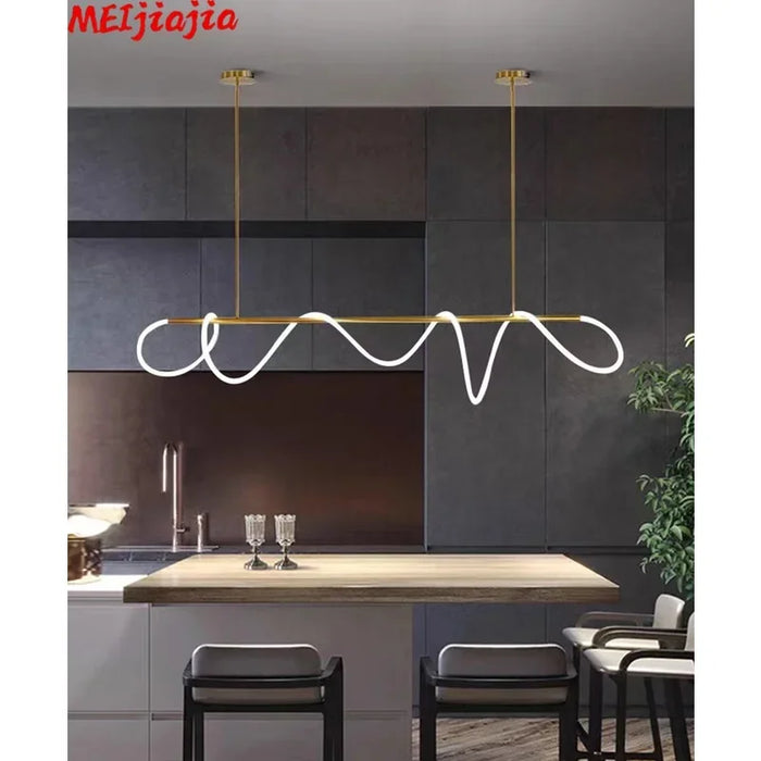Light luxury dining room lamp modern chandelier led strip bar table lamp designer art hose lamp dining table chandelier