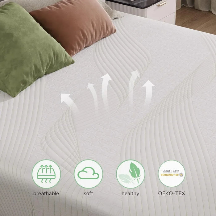 Queen Mattress, 12 Inch Gel Memory Foam Mattress Cooling Queen Size Mattress in a Box for Back Pain Relief, Medium Firm Mattress
