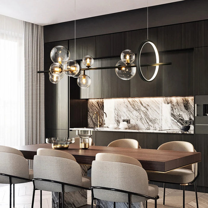 Nordic Modern LED Novelty Glass Bubble Chandelier Dining Room Lamp Office Lighting Kitchen Island Home Decoration Hanging Lights