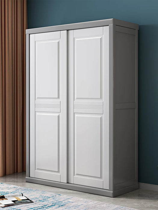 Solid wood wardrobe sliding door household bedroom modern simple 2 doors 3 sliding doors white log storage cabinet