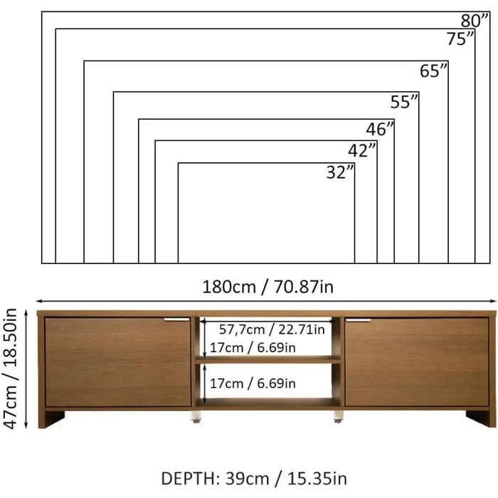71" With Cable Management Tv Wall Cabinet Fits TV Tables Up to 80" Wooden Home Furniture for Modern Television Stand Living Room