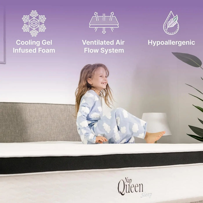 NapQueen 8 Inch Maxima Hybrid Mattress, Full Size, Cooling Gel Infused Memory Foam Full/Twin/Twin-XL/Full/Queen/King optional