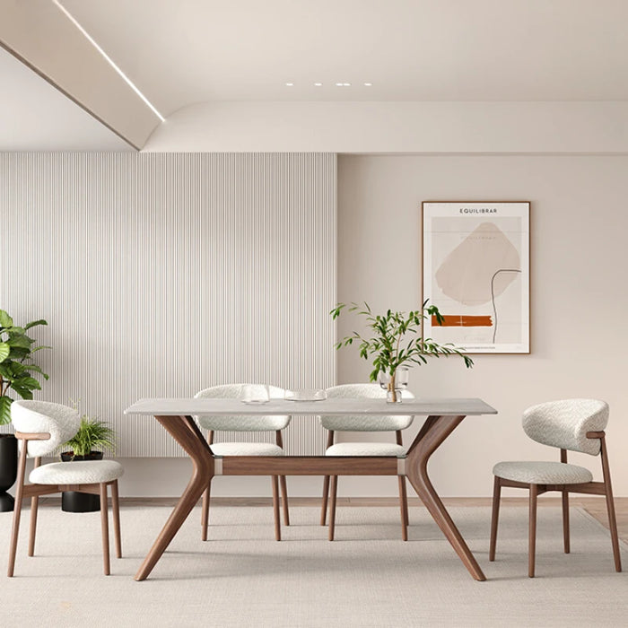 Rectangular Wood Dining Table Rock Slab Combination Modern Simple Chinese Household Dining Tables Mesa Plegable Furniture QF50DT