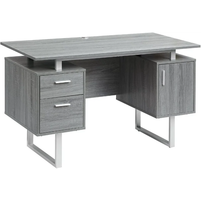 Modern Office Desk with Storage, Gray