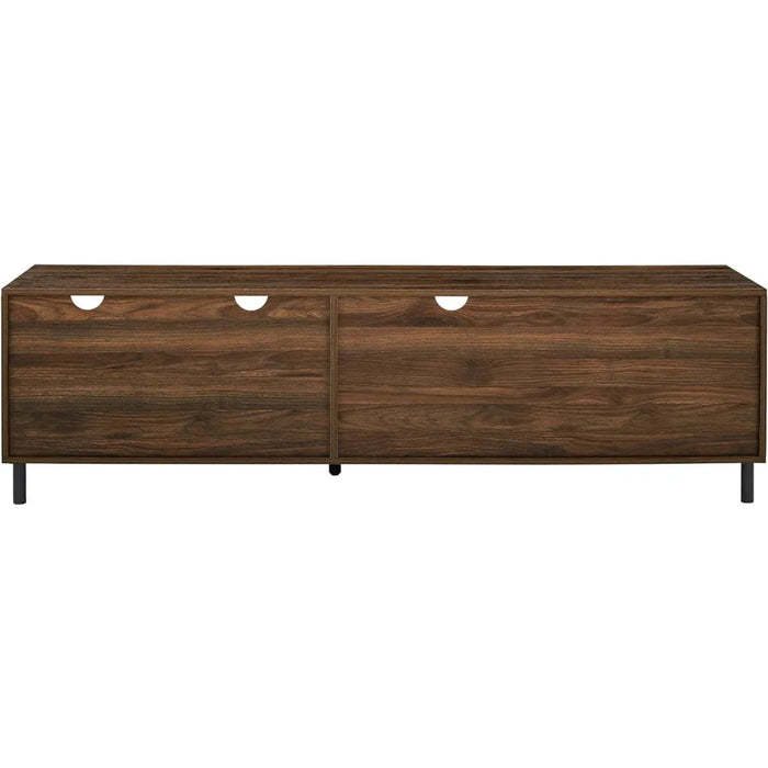 Walker Edison Uptown Modern 2 Drawer Low Profile Stand for TVs up to 80 Inches, 70 Inch, Dark Walnut