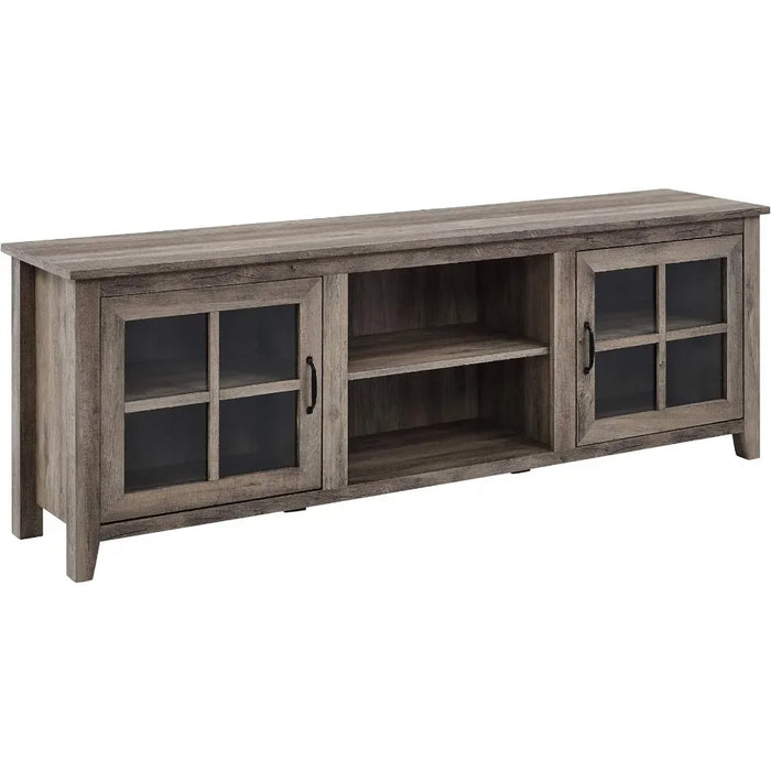 70 Inch Living Room Furniture for Tv Furniture Portsmouth Classic 2 Glass Door TV Stand for TVs Up to 80 Inches Grey Wash Table