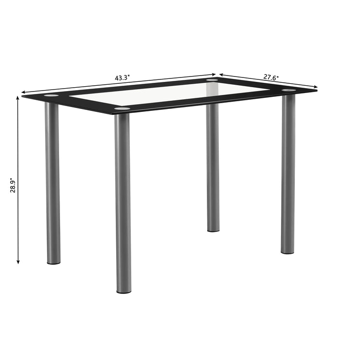5 Pieces Dining Table Set for 4, Kitchen Room Tempered Glass Dining Table, 4 Chairs, Black，Table legs are black