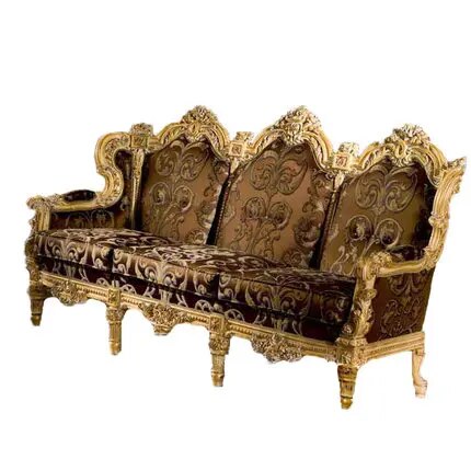 Luxury European fabric combination sofa French solid wood carving three person sofa large family living room furniture gold