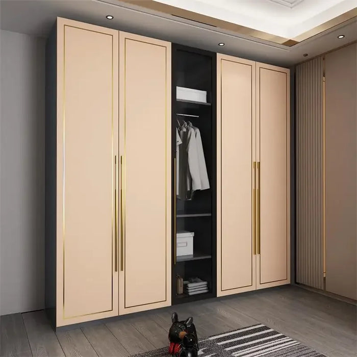 Simple wardrobe Northern Europe light luxury flat opposite door tempered glass large wardrobe Modern bedroom storage cloakroom c