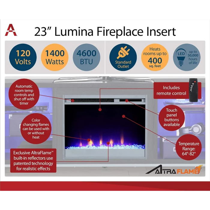 Ameriwood Home Lumina Fireplace TV Stand for TVs up to 70", White