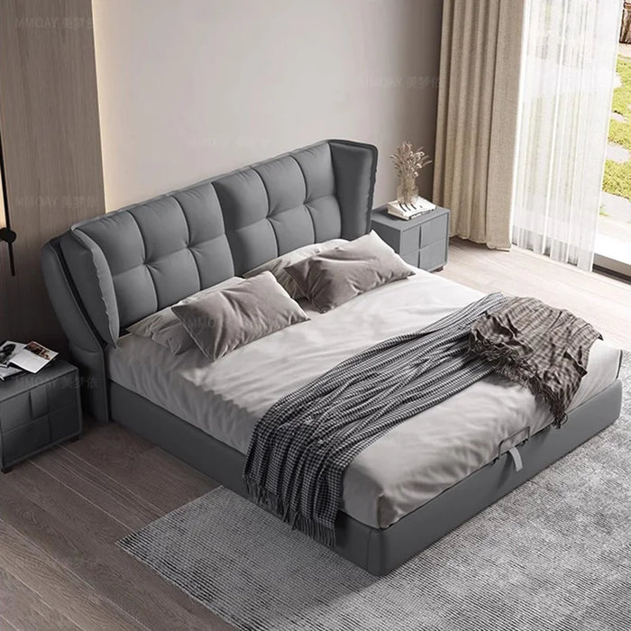 Modern Minimalist Bedroom Bed Space Saving Queen Size Bedroom Bed Luxury Wood Cama Casal Multifuncional Nordic Furniture
