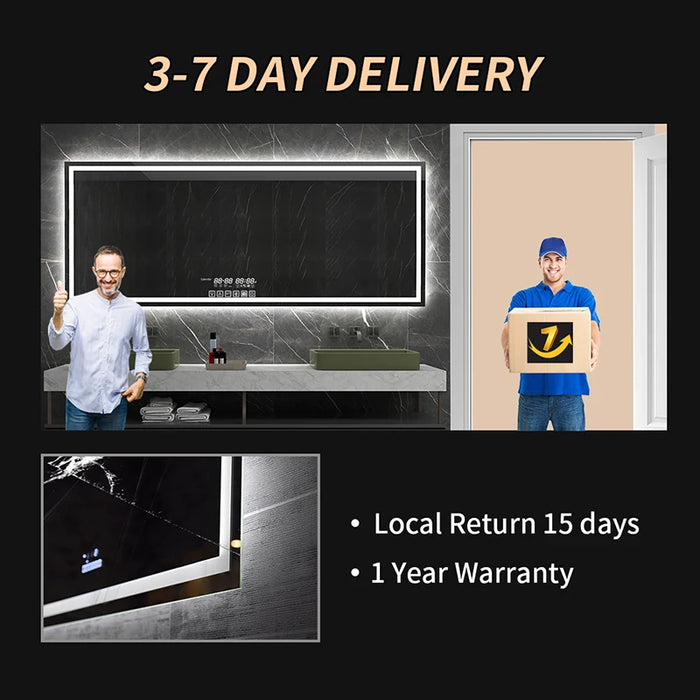 Smart Bluetooth Bathroom Mirror Anti-fog Shower Backlight Touch Control Dimmable Led Lighting Fogless Makeup Wall Mirrors