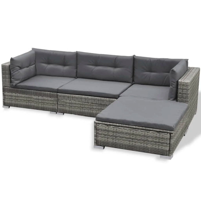 6 Piece Patio Lounge Set with Cushions Poly Rattan Gray K Outdoor Table and Chair Sets Outdoor Furniture Sets