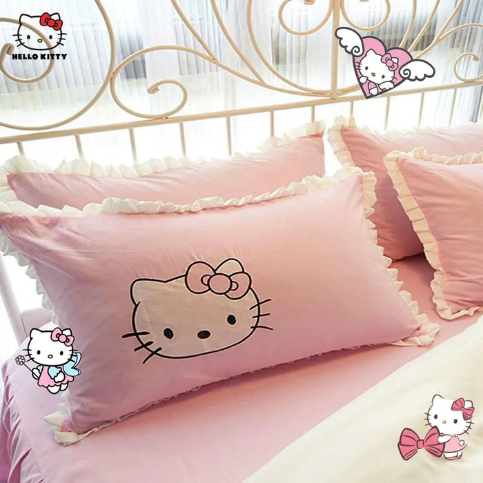 Hello Kitty Cartoon Embroider Pillow Case