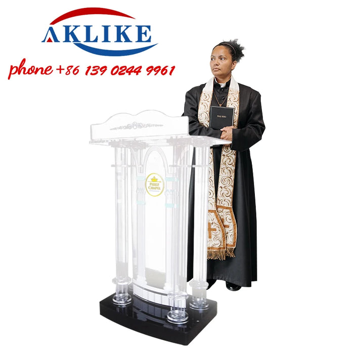 2024 Modern Pulpit Design Acrylic Lectern With Speaker Clear Plastic Pulpit Bible Top Table Outdoor Wedding Lectern