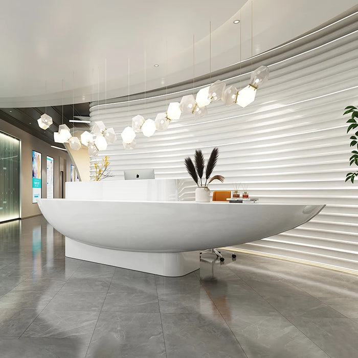 High-end Front desk Reception counter Cashier Modern special Shaped Creative fiberglass bar counter company receiption desk