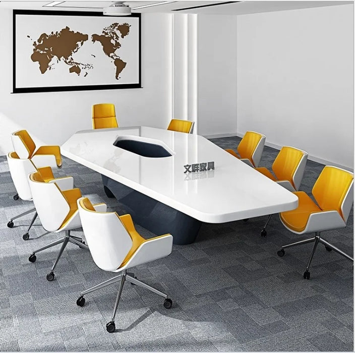 Luxury High Quality Acrylic solid surface Top 10 Person White Conference Room Furniture Meeting quartz top desk Table
