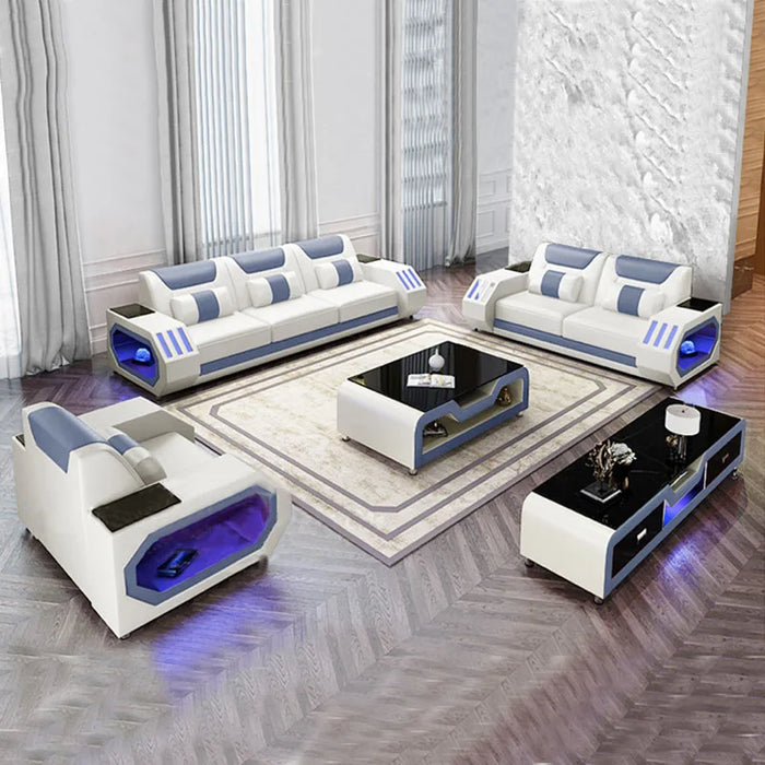 Italian minimalist leather sofa KTV private room video room with lights creative sofa personality music sofa