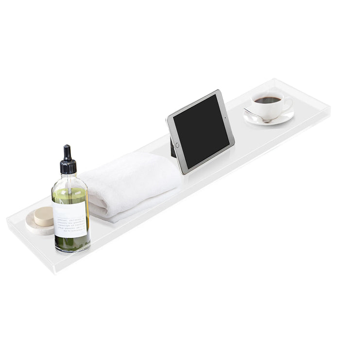 Bathtub Tray Caddy Acrylic Bath Tray Wine Glass Book Holder Bath Tub Table Caddy for Home Bathrooms Organizer Shelf