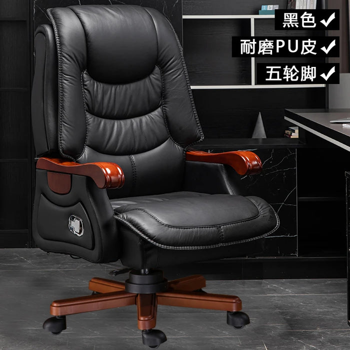 Luxury Leather Boss Office Chair Ergonomic Orange Office Chair With Footrest Sleep Comfort Cadeira Gamer Office Desk Furniture