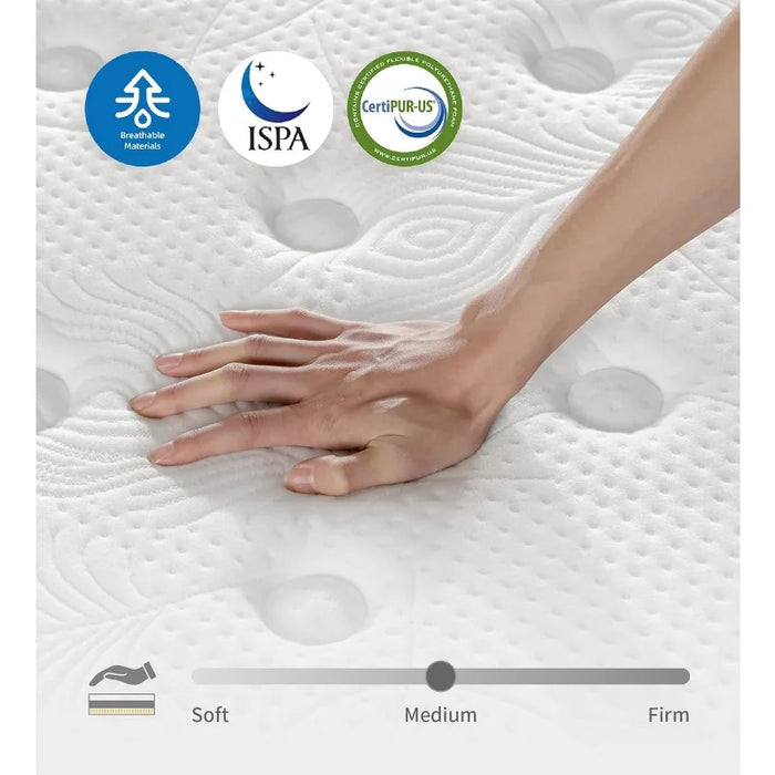 Queen Mattresses in a Box,Memory Foam Hybrid White & Black Mattress with Provide Support and Improve Sleep Mattresses,Pressure