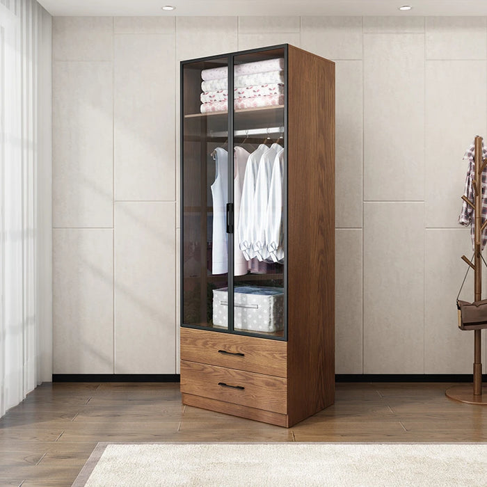Wardrobe combination modern and simple household bedroom coat cabinet fitting mirror sliding door locker