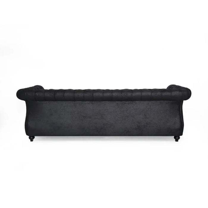 Faux Leather Sofa, Living Room Furniture, 3 Seats, Modern Living Room Sofas, Black