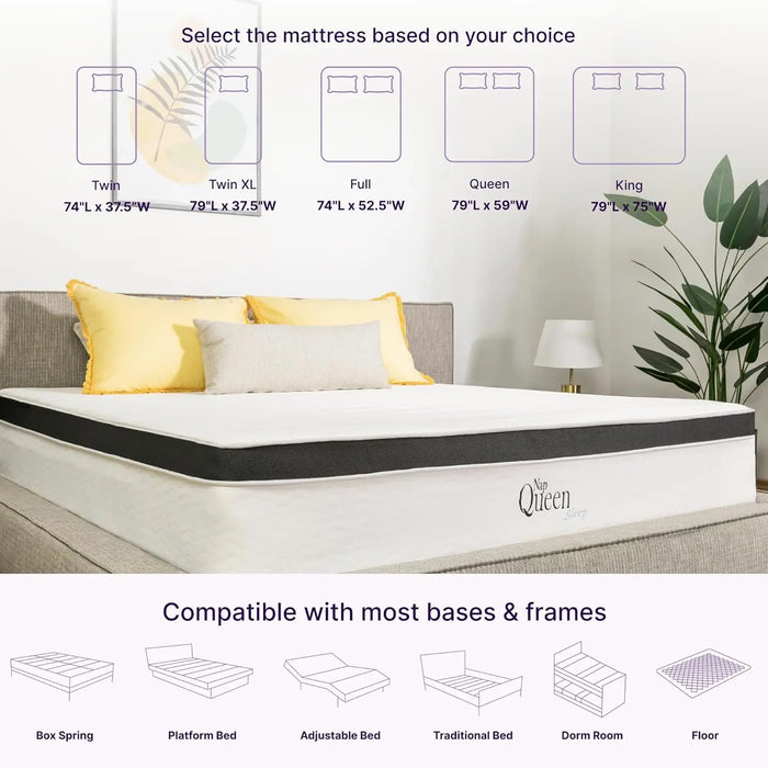 NapQueen 8 Inch Maxima Hybrid Mattress, Full Size, Cooling Gel Infused Memory Foam Full/Twin/Twin-XL/Full/Queen/King optional